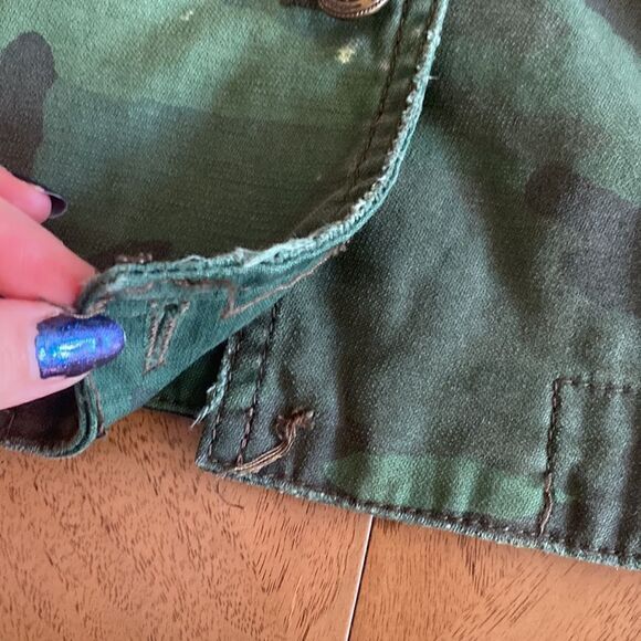 Free People Green Slouchy Military Camo Jacket Size XS - Picture 16 of 16
